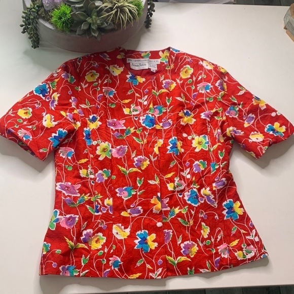 Vintage Anne Crimmins for Umi Collection short sleeve button down floral jacket - Picture 7 of 10